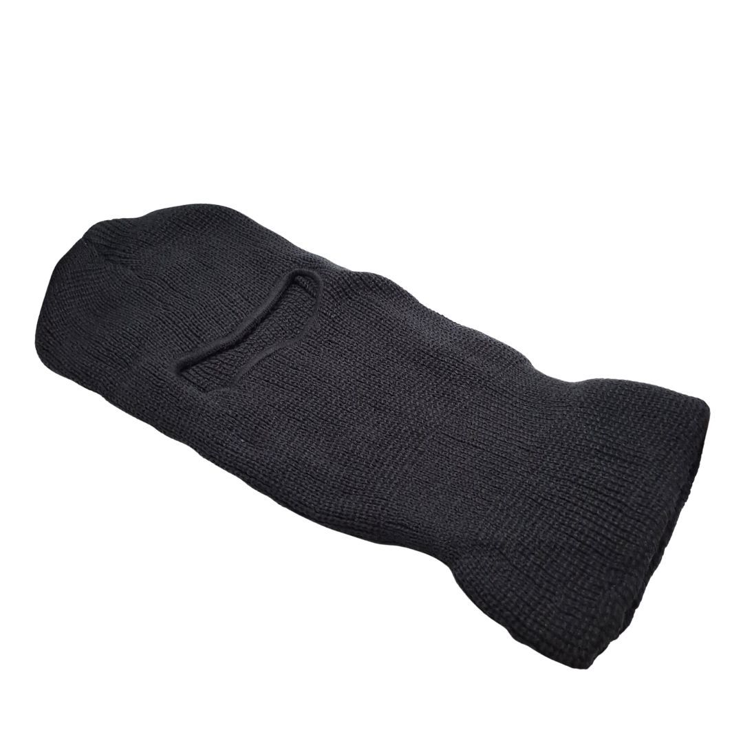 High Quality Unisex Acrylic Warm Knit Winter BLACK Full Face Ski Mask Balaclava One Hole Knitted Unisex Bandana Hat Ninja Monkey Cap Scarf Neck Gaiter Men Women Motorbike Bike Night Ride Camping Cover
