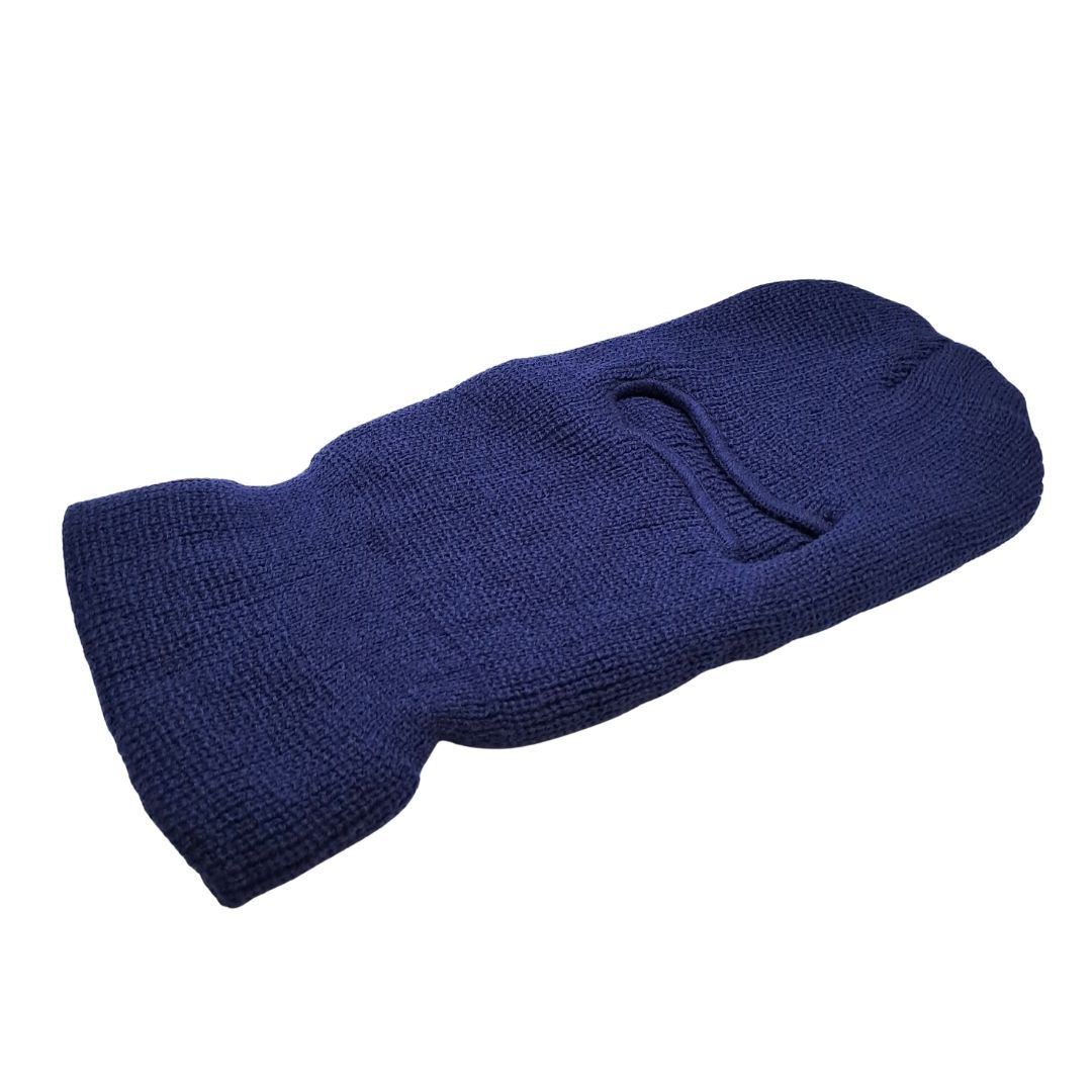 Extreme Cold Weather Winter Knitted Thermal Balaclava One Hole Warm Full Face Ski Mask & Neck Warmer FM 11 Thick Embroidered Sweater Scarf Coldproof Military Uniform Knit Elastic BLUE DARK NAVY