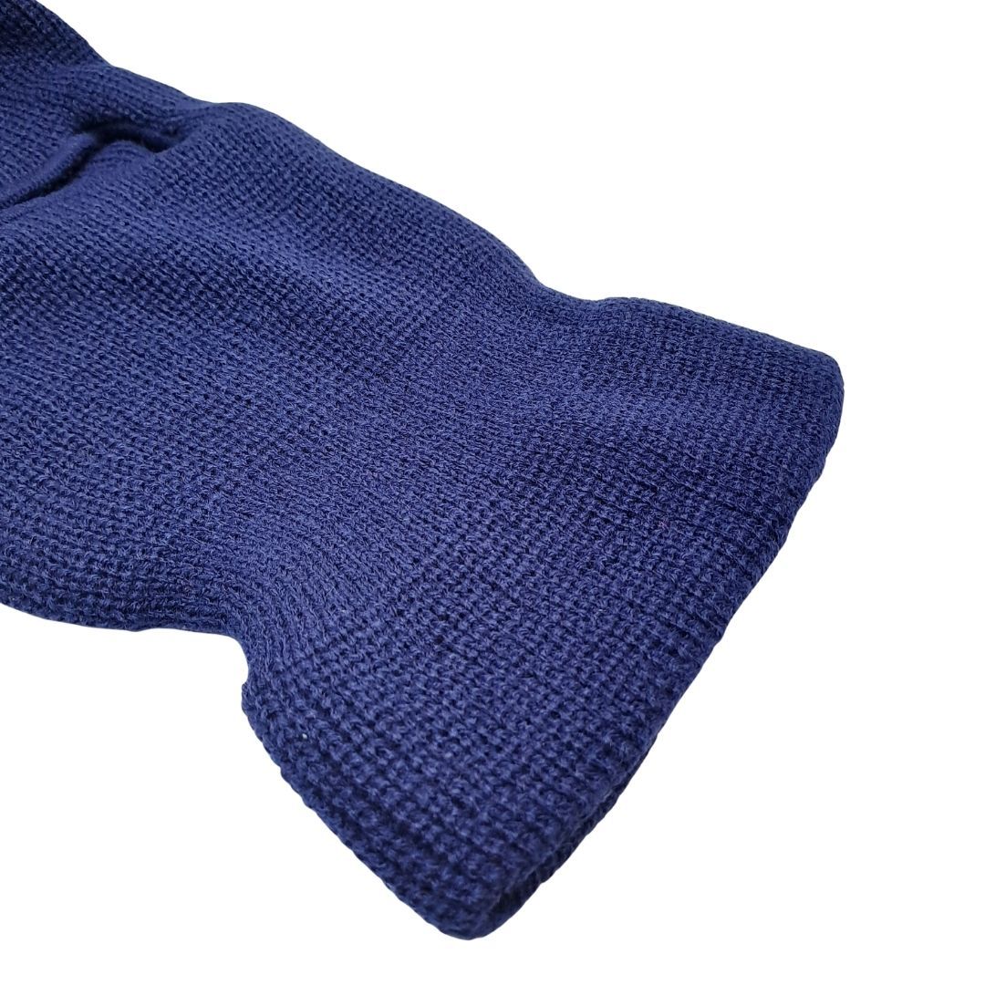 Extreme Cold Weather Winter Knitted Thermal Balaclava One Hole Warm Full Face Ski Mask & Neck Warmer FM 11 Thick Embroidered Sweater Scarf Coldproof Military Uniform Knit Elastic BLUE DARK NAVY