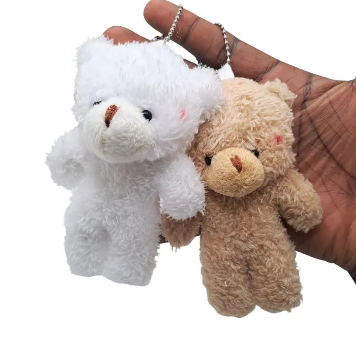 Fluffy 3D Teddy Bear Plush Keychain – Soft Mini Stuffed Toy Bag Pendant & Car Charm Gift for Women, Girls, and Kids Pom Fur Keyholder Keyring Backpack Cartoon Decoration Handbag Decor Decoration Toy