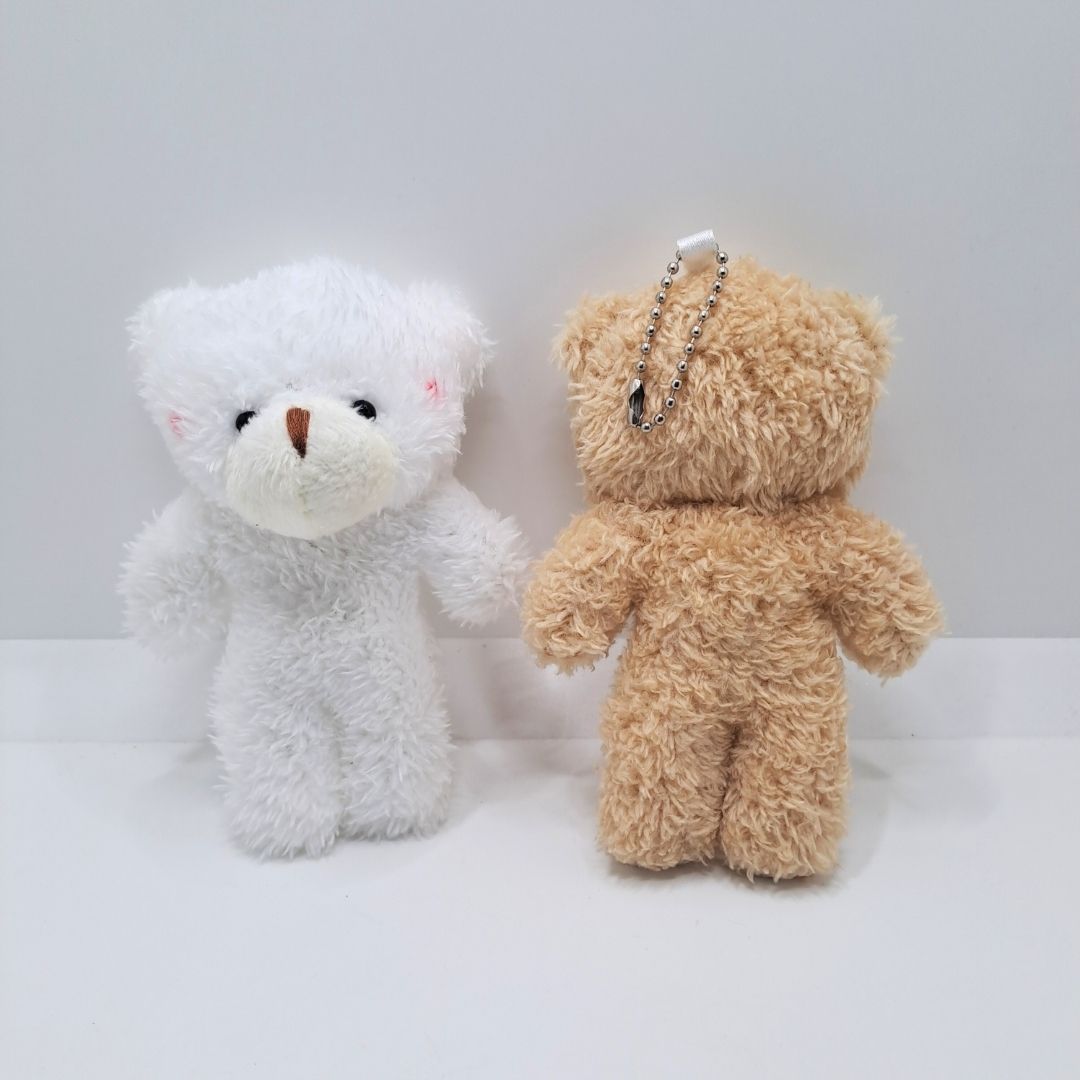 Fluffy 3D Teddy Bear Plush Keychain – Soft Mini Stuffed Toy Bag Pendant & Car Charm Gift for Women, Girls, and Kids Pom Fur Keyholder Keyring Backpack Cartoon Decoration Handbag Decor Decoration Toy