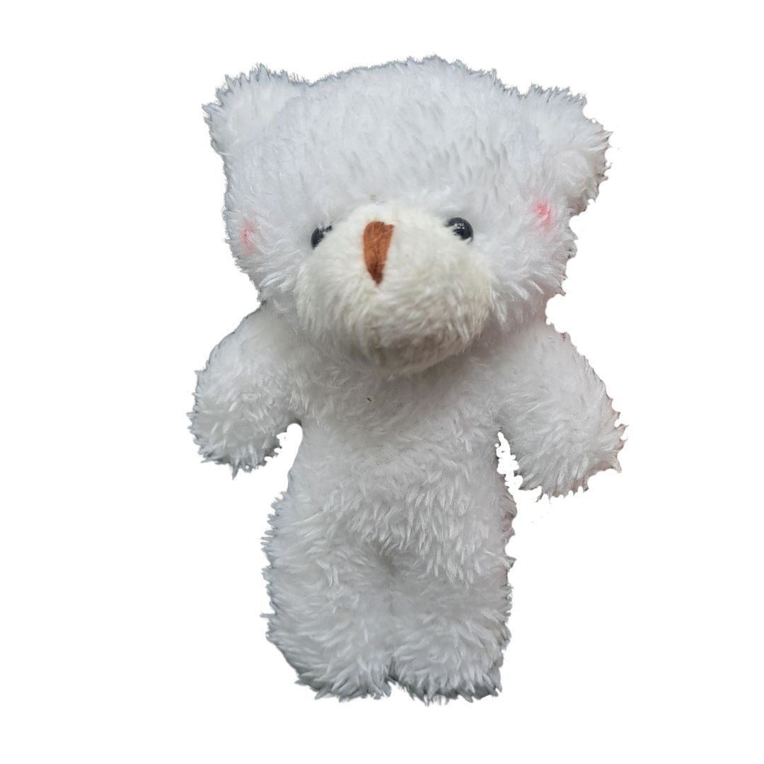 Cute Plush Teddy Bear Keychain 3D Soft Stuffed Animal Key Ring for Bag, Backpack & Car (Gift for Women Ladies Girls Kids) Pom Fur Ball Tiny Keyholder Keyring Toy Décor Pendant White Brown Daughter