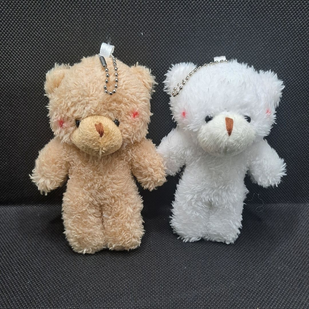 Plush 3D Teddy Bear Mini Keychain - Soft Round Zippered Coin Purse & Bag Pendant for Girls Ladies Girlfriend Sister Wife Mother Friend and Women Gift Handbag Toy Bouquet Birthday Secret Santa Doll