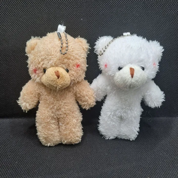 Plush 3D Teddy Bear Mini Keychain - Soft Round Zippered Coin Purse & Bag Pendant for Girls Ladies Girlfriend Sister Wife Mother Friend and Women Gift Handbag Toy Bouquet Birthday Secret Santa Doll