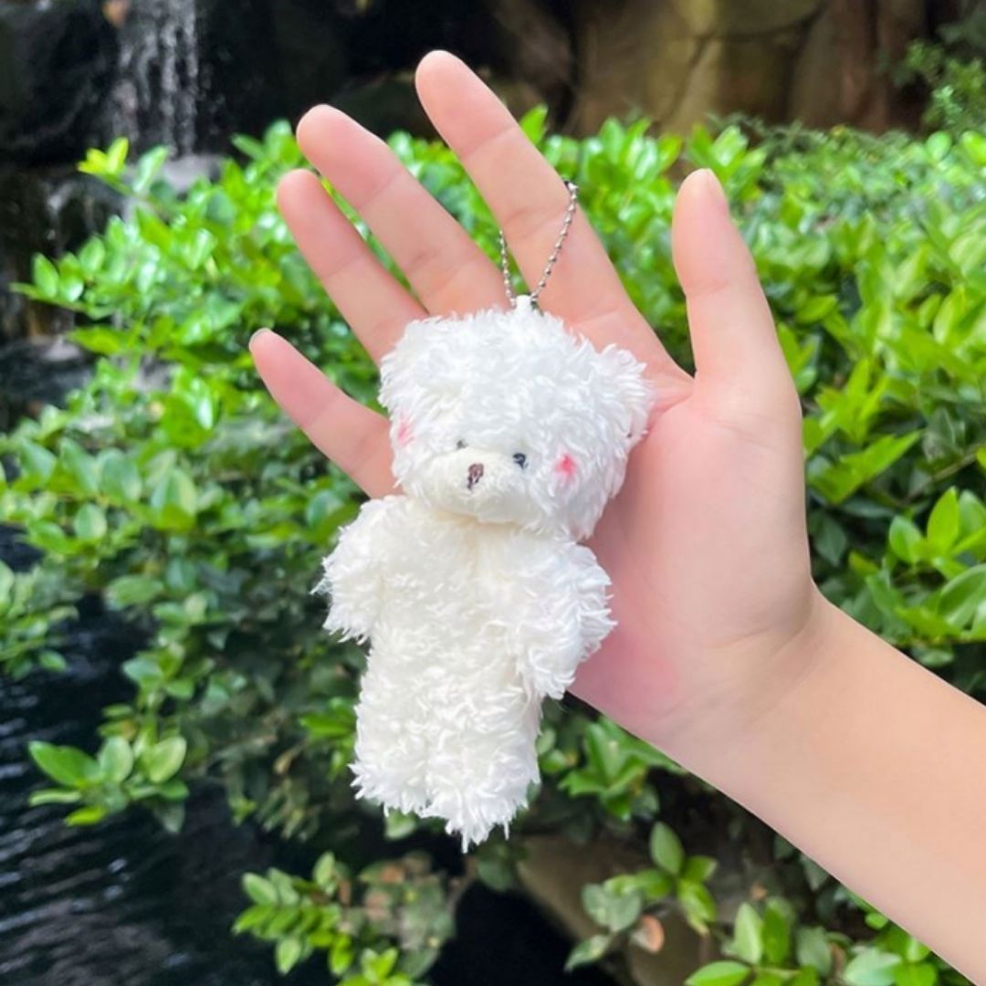 Plush 3D Teddy Bear Mini Keychain - Soft Round Zippered Coin Purse & Bag Pendant for Girls Ladies Girlfriend Sister Wife Mother Friend and Women Gift Handbag Toy Bouquet Birthday Secret Santa Doll