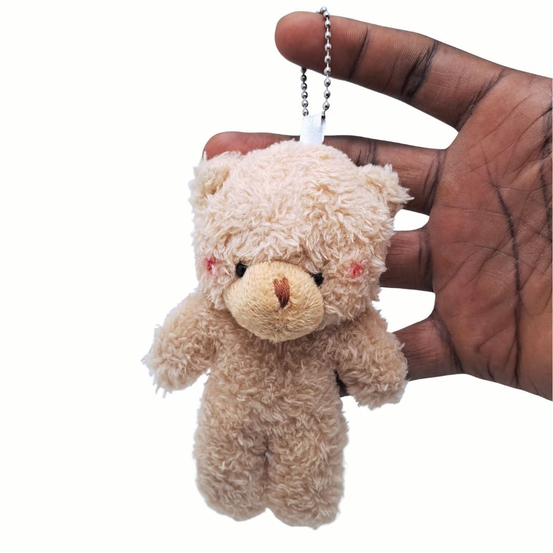 BROWN Cute 3D Teddy Bear Plush Keychain Mini Stuffed Animal Bag Charm Gift Christmas Valentines Day Wedding Anniversary New Year Happy Birthday Graduation Key Chain Holder Ring Ramadhan Diwali Furry