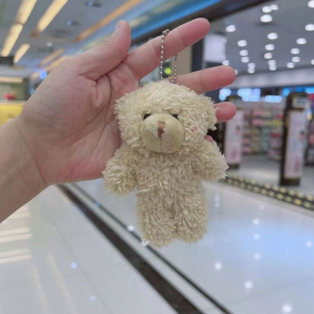 BROWN Cute 3D Teddy Bear Plush Keychain Mini Stuffed Animal Bag Charm Gift Christmas Valentines Day Wedding Anniversary New Year Happy Birthday Graduation Key Chain Holder Ring Ramadhan Diwali Furry