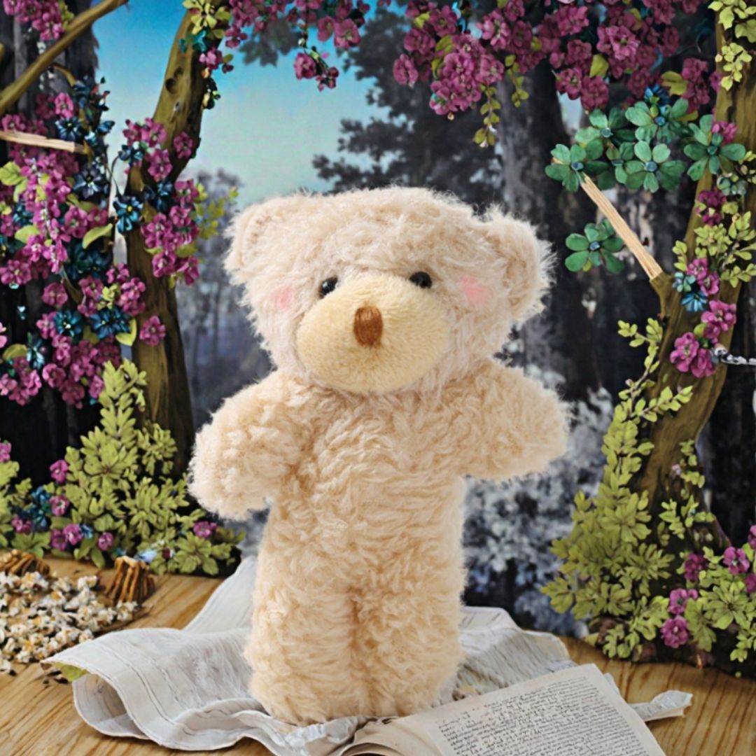 BROWN Cute 3D Teddy Bear Plush Keychain Mini Stuffed Animal Bag Charm Gift Christmas Valentines Day Wedding Anniversary New Year Happy Birthday Graduation Key Chain Holder Ring Ramadhan Diwali Furry