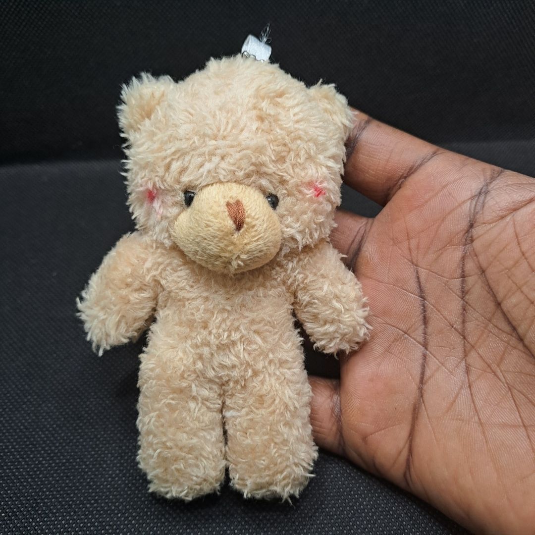 Fluffy 3D Teddy Bear Plush Keychain BROWN Soft Mini Stuffed Toy Bag Pendant & Car Charm Gift for Women, Girls, and Kids Pom Fur Keyholder Keyring Backpack Cartoon Decoration