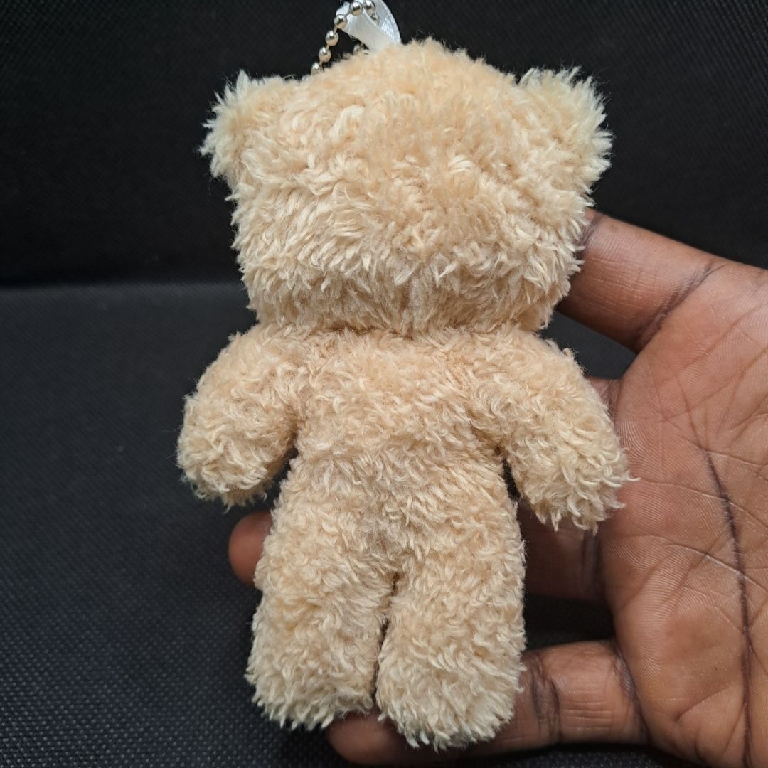 Fluffy 3D Teddy Bear Plush Keychain BROWN Soft Mini Stuffed Toy Bag Pendant & Car Charm Gift for Women, Girls, and Kids Pom Fur Keyholder Keyring Backpack Cartoon Decoration