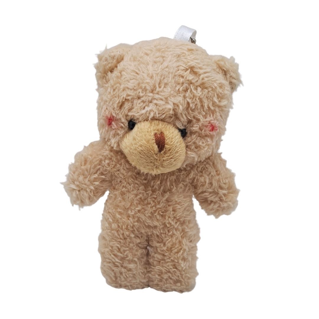 Cute Plush Teddy Bear Keychain BROWN 3D Soft Stuffed Animal Key Ring for Bag, Backpack & Car (Gift for Women, Girls, Kids) Pom Pom Fur Tiny Keyholder Keyring Toy Décor Pendant Ladies Sister Mother