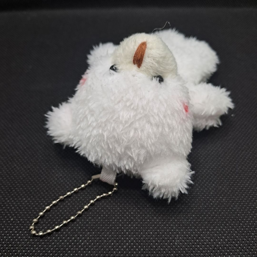 Plush 3D Teddy Bear Mini Keychain WHITE Soft Round Zippered Coin Purse & Bag Pendant for Girls Ladies Girlfriend Sister Wife Mother Friend and Women Gift Handbag Toy Bouquet Wedding Birthday Baby