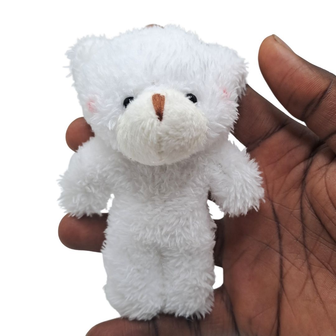 Cute 3D Teddy Bear Plush Keychain WHITE Mini Stuffed Animal Bag Charm Gift Christmas Valentines Day Wedding Anniversary New Year Happy Birthday Graduation Key Chain Holder Ring Girlfriend Date Women