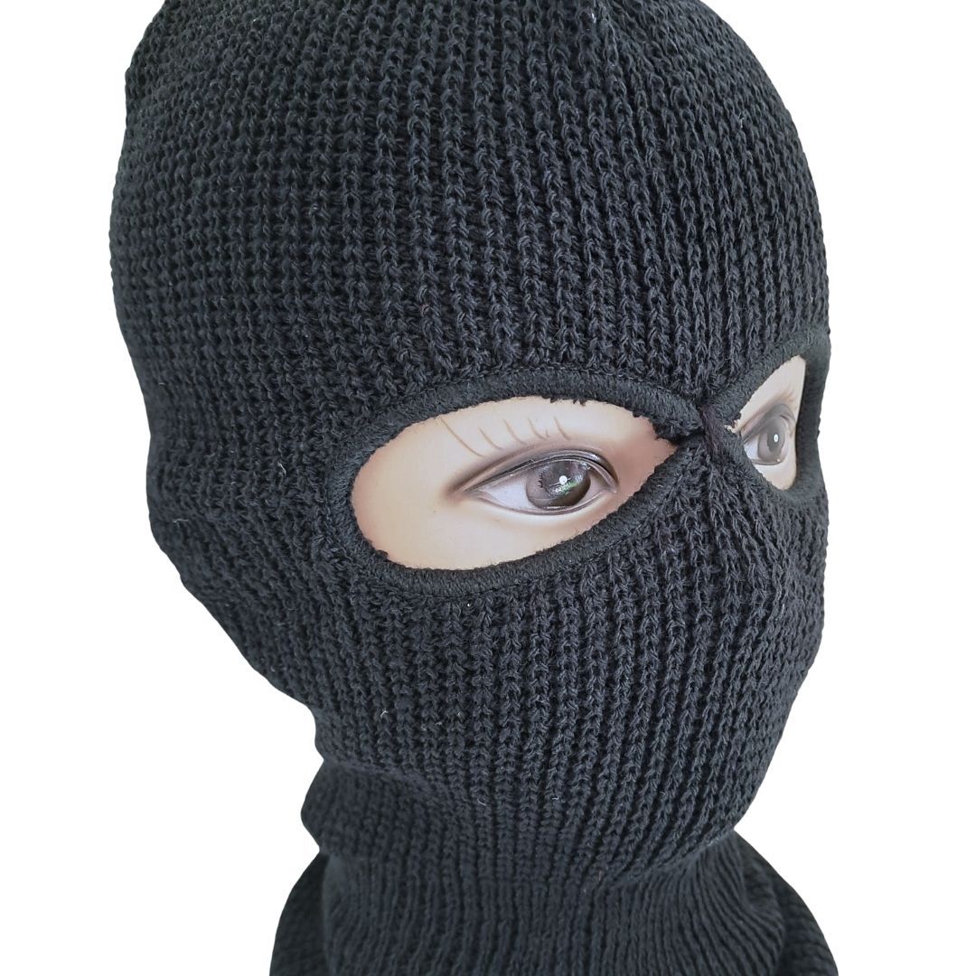 Extreme Cold Weather Tactical 2-Hole Thermal Balaclava BLACK Unisex Winter Knit Ski Mask for Outdoor Sports, Motorbike & Cycling FM12 Sweater Beanie Anti-UV Anti-Cold Anti-Dust Anti-Smoke Anti-Wind