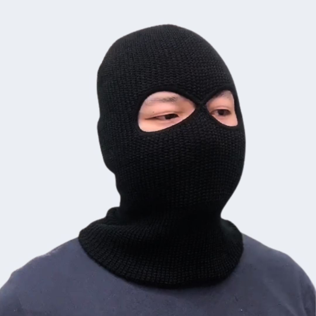 Knitted 2-Hole Thermal Balaclava BLACK Full Face Ski Mask & Neck Warmer FM12 Extreme Cold Weather Winter Knit Heavy Duty Tactical Military Uniform Hunting Hiking Mountaineering Gaiter Elastic