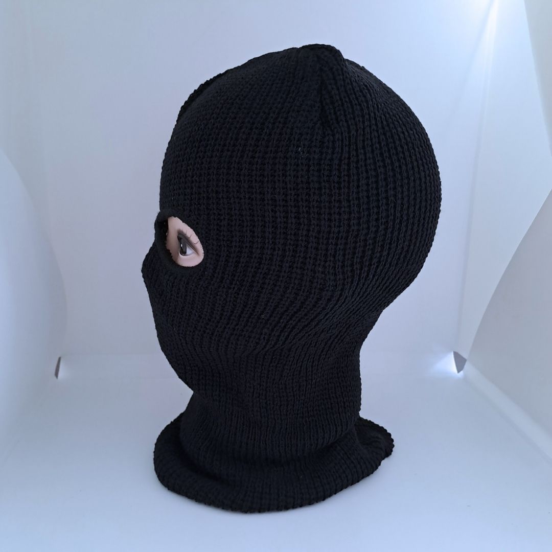 Knitted 2-Hole Thermal Balaclava BLACK Full Face Ski Mask & Neck Warmer FM12 Extreme Cold Weather Winter Knit Heavy Duty Tactical Military Uniform Hunting Hiking Mountaineering Gaiter Elastic