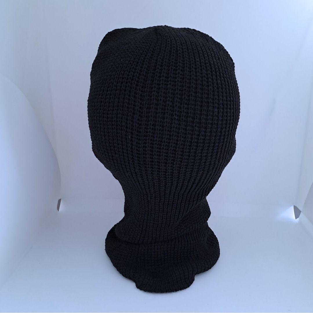 Knitted 2-Hole Thermal Balaclava BLACK Full Face Ski Mask & Neck Warmer FM12 Extreme Cold Weather Winter Knit Heavy Duty Tactical Military Uniform Hunting Hiking Mountaineering Gaiter Elastic