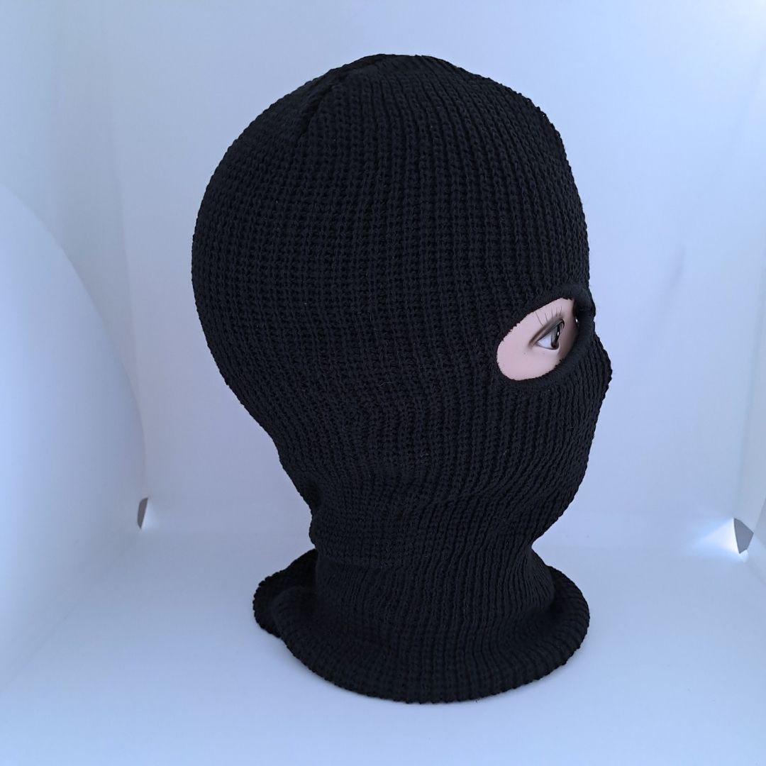 Knitted 2-Hole Thermal Balaclava BLACK Full Face Ski Mask & Neck Warmer FM12 Extreme Cold Weather Winter Knit Heavy Duty Tactical Military Uniform Hunting Hiking Mountaineering Gaiter Elastic