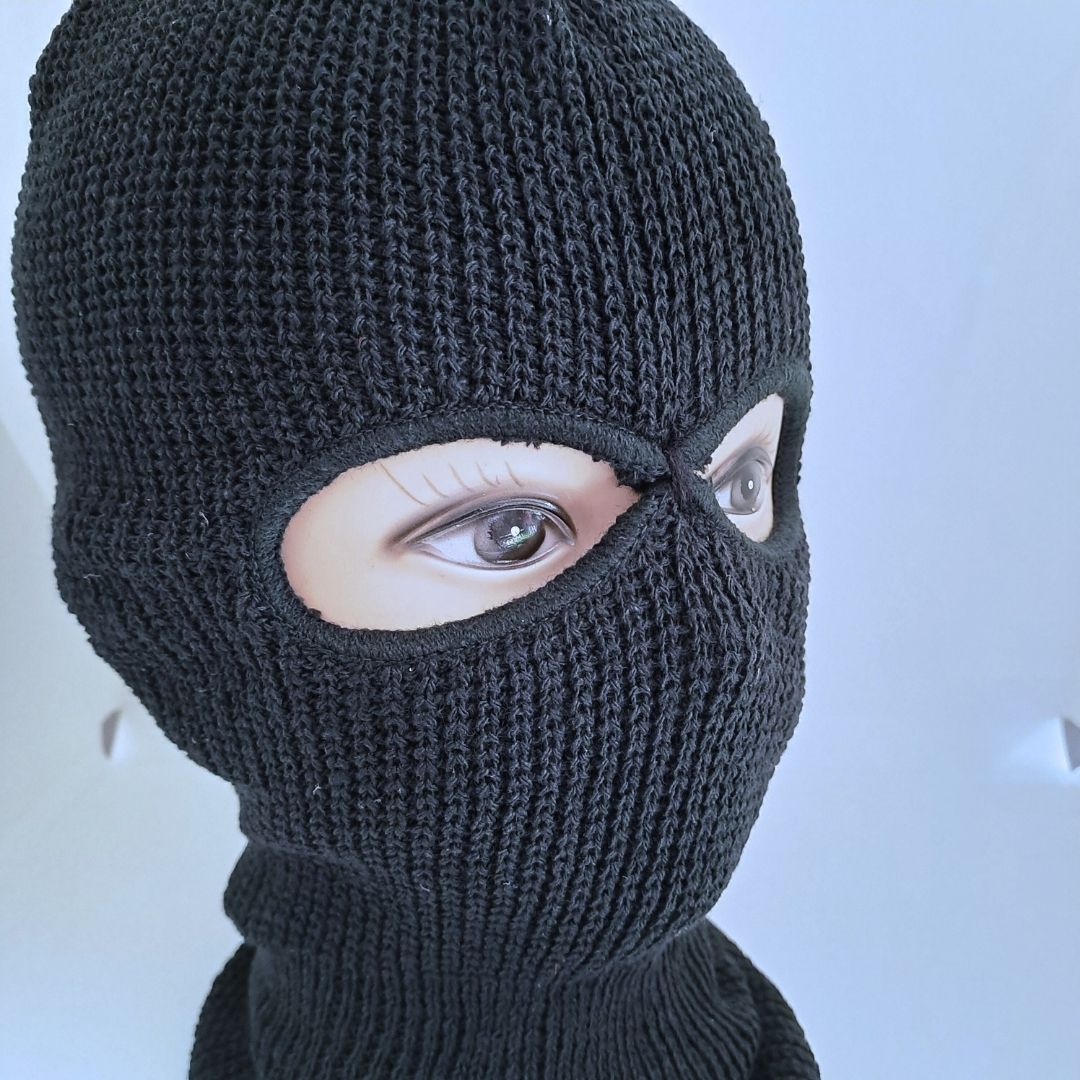 Knitted 2-Hole Thermal Balaclava BLACK Full Face Ski Mask & Neck Warmer FM12 Extreme Cold Weather Winter Knit Heavy Duty Tactical Military Uniform Hunting Hiking Mountaineering Gaiter Elastic