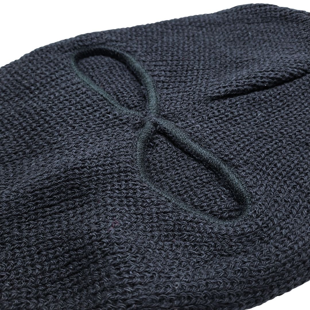 Premium Knit Balaclava Warm Heavy Black Ski Mask with Two Holes Long Neck Protection Gaiter Beanie Hat Ninja Monkey Cap Camping Hiking Night Patrol Knitted Yarn Sweater Scarf Helmet Liner Watchman