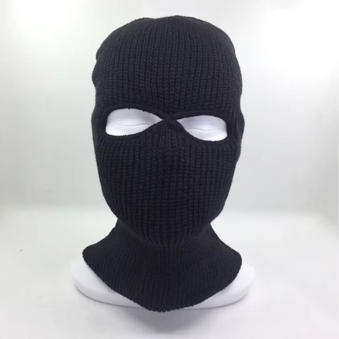 Premium Knit Balaclava Warm Heavy Black Ski Mask with Two Holes Long Neck Protection Gaiter Beanie Hat Ninja Monkey Cap Camping Hiking Night Patrol Knitted Yarn Sweater Scarf Helmet Liner Watchman