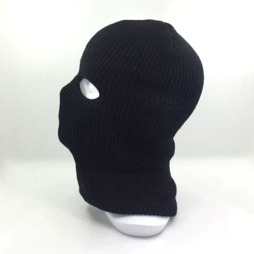 Premium Knit Balaclava Warm Heavy Black Ski Mask with Two Holes Long Neck Protection Gaiter Beanie Hat Ninja Monkey Cap Camping Hiking Night Patrol Knitted Yarn Sweater Scarf Helmet Liner Watchman