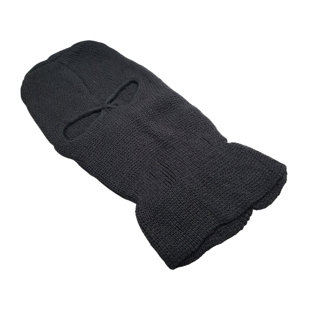Premium Knit Balaclava Warm Heavy Black Ski Mask with Two Holes Long Neck Protection Gaiter Beanie Hat Ninja Monkey Cap Camping Hiking Night Patrol Knitted Yarn Sweater Scarf Helmet Liner Watchman