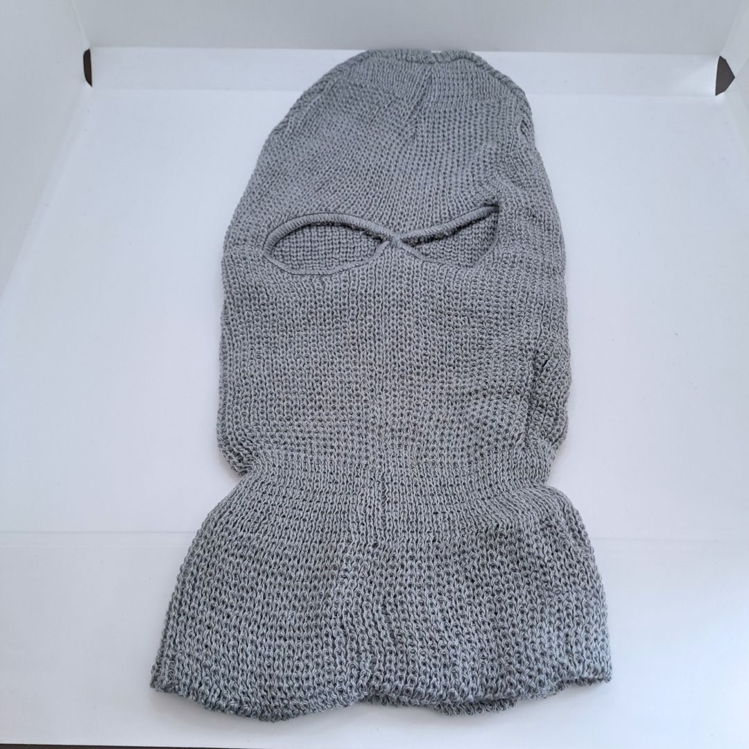Two Hole Knitted Balaclava GREY Full Face Ski Mask for Motorcycle, Camping, Hiking, Winter Sports & Tactical Use (Windproof, Thermal) FM-12 Cold Weather Sunproof Smokeproof Dustproof Coldproof GRAY