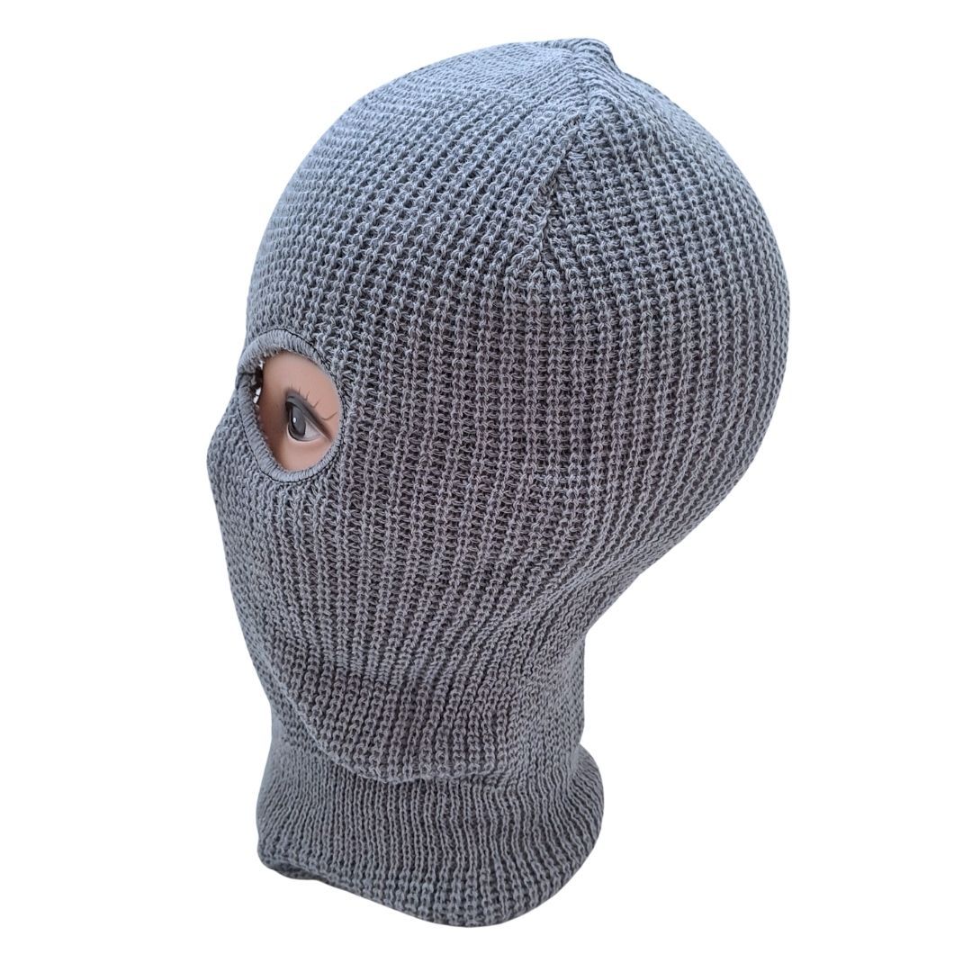 GRAY Knitted 2-Hole Thermal Balaclava GREY Full Face Ski Mask & Neck Warmer FM12 Extreme Cold Weather Winter Knit Heavy Duty Tactical Military Uniform Hunting Hiking Mountaineering Gaiter Long Warm