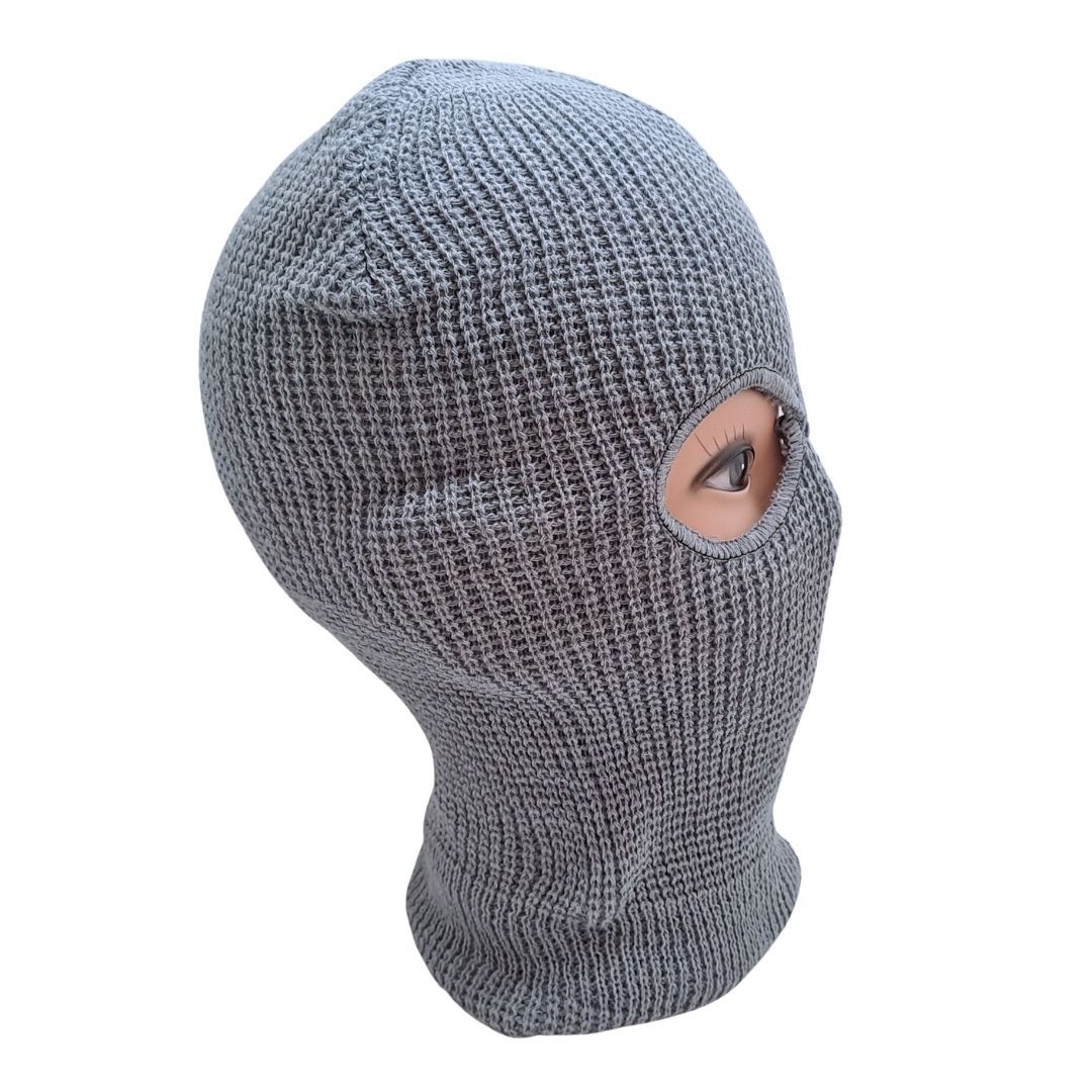 GRAY Knitted 2-Hole Thermal Balaclava GREY Full Face Ski Mask & Neck Warmer FM12 Extreme Cold Weather Winter Knit Heavy Duty Tactical Military Uniform Hunting Hiking Mountaineering Gaiter Long Warm