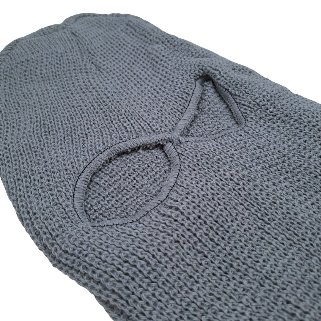 GRAY Knitted 2-Hole Thermal Balaclava GREY Full Face Ski Mask & Neck Warmer FM12 Extreme Cold Weather Winter Knit Heavy Duty Tactical Military Uniform Hunting Hiking Mountaineering Gaiter Long Warm