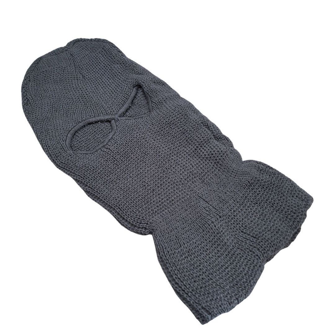 GRAY Knitted 2-Hole Thermal Balaclava GREY Full Face Ski Mask & Neck Warmer FM12 Extreme Cold Weather Winter Knit Heavy Duty Tactical Military Uniform Hunting Hiking Mountaineering Gaiter Long Warm