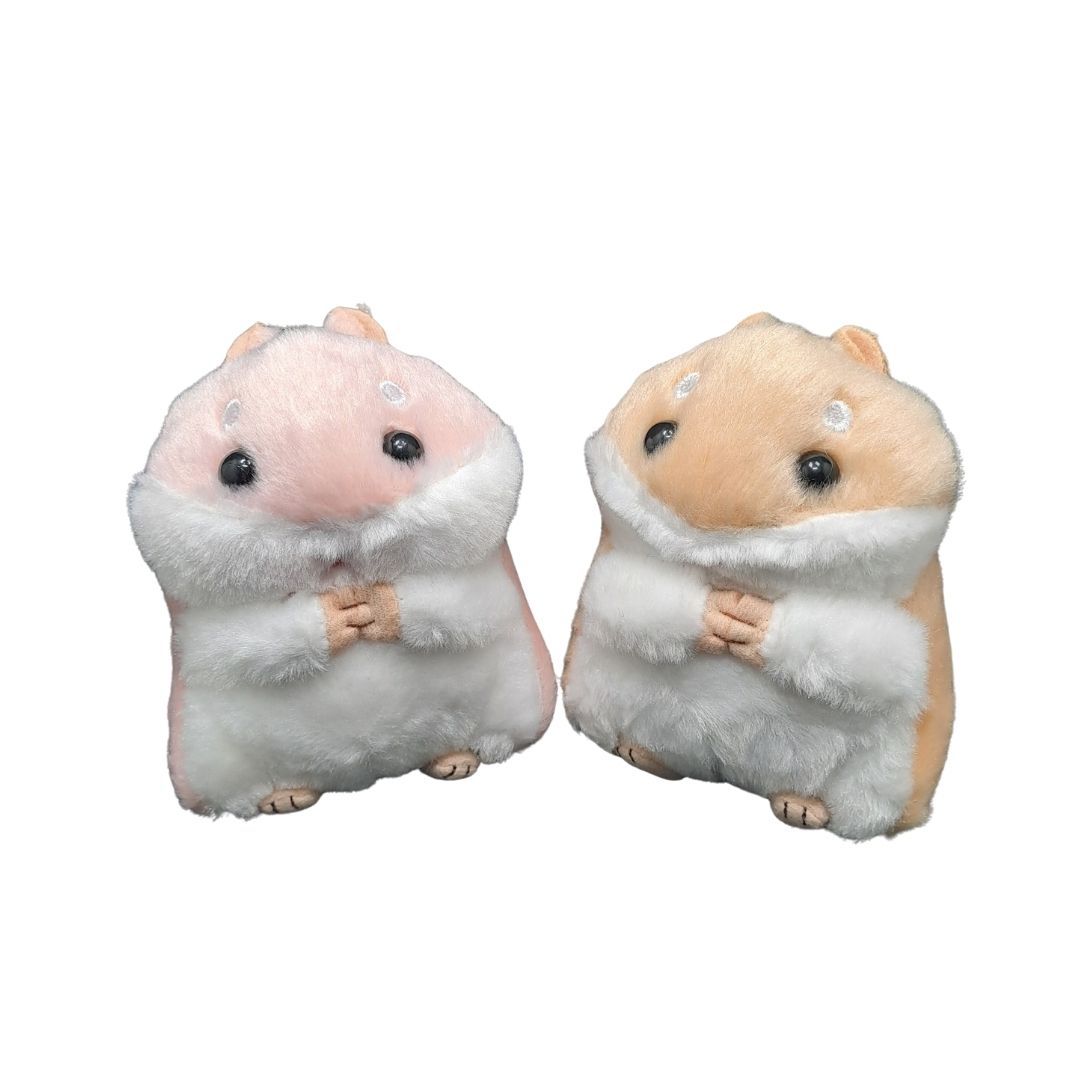 Plush Hamster 3D Keychain Soft Mini Fluffy Animal Bag Charm & Car Pendant for Women, Girls & Kids Keyholder Keyring Toy Doll Gift for Christmas Valentines Day Pig Pom Fur Ball Kawaii Pink Brown