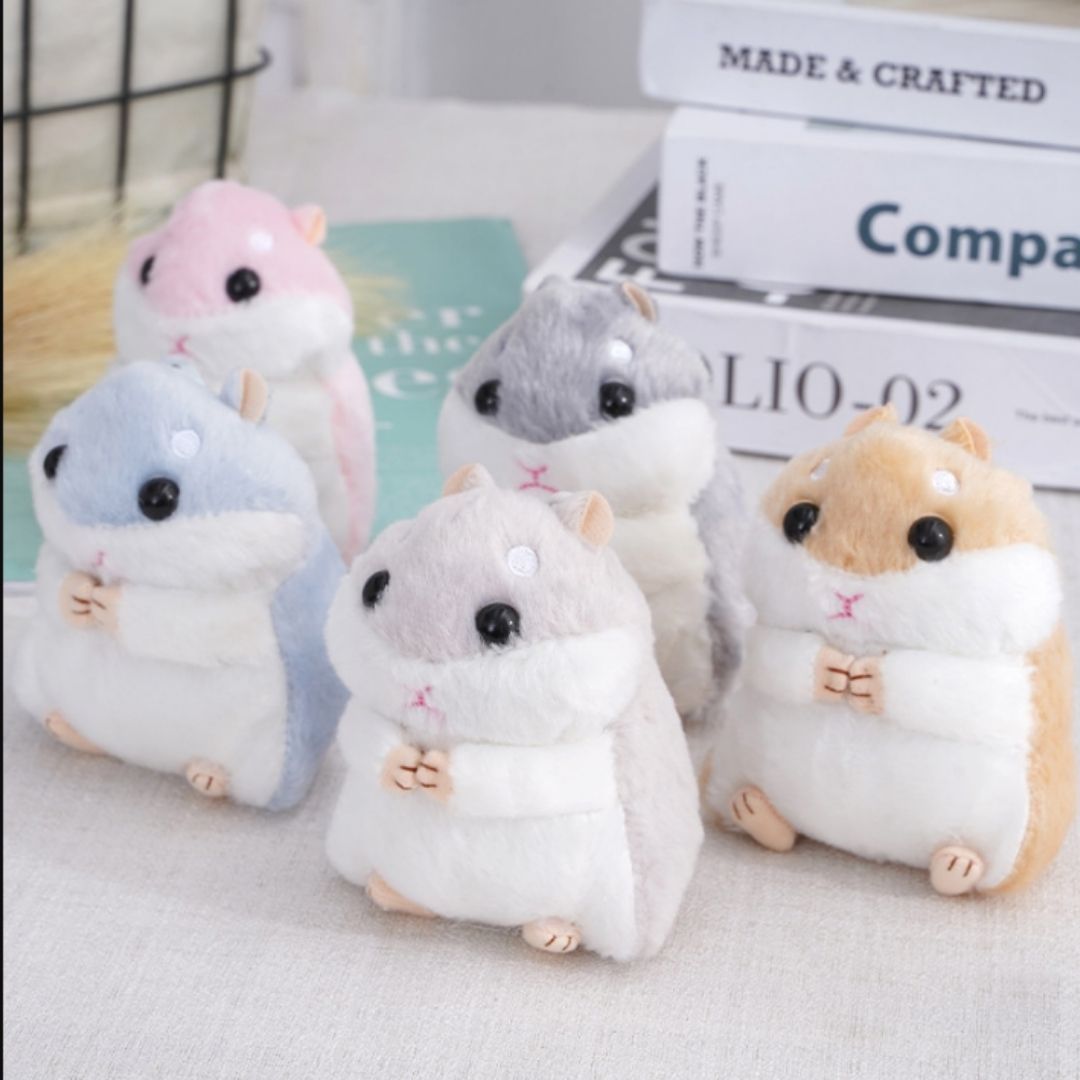 Plush Hamster Keychain PINK BROWN 3D Soft Stuffed Animal Key Ring for Bag, Backpack & Car Decor Pendant (Cute Gift for Girls, Women, Kids) Keyholder Keyring Toy Doll Gift for Pompom Kawaii Handbag