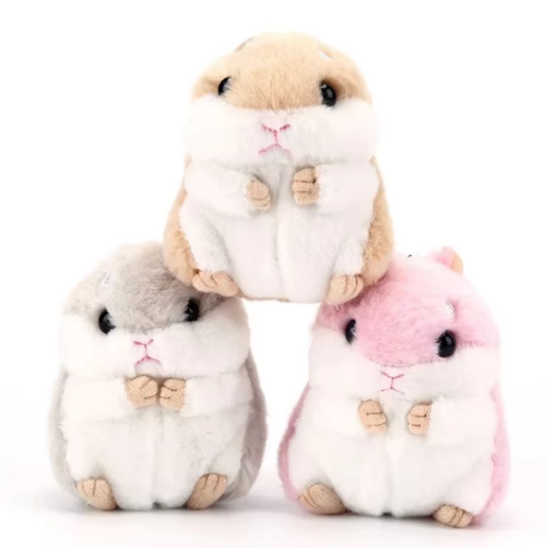 Plush Hamster Keychain PINK BROWN 3D Soft Stuffed Animal Key Ring for Bag, Backpack & Car Decor Pendant (Cute Gift for Girls, Women, Kids) Keyholder Keyring Toy Doll Gift for Pompom Kawaii Handbag