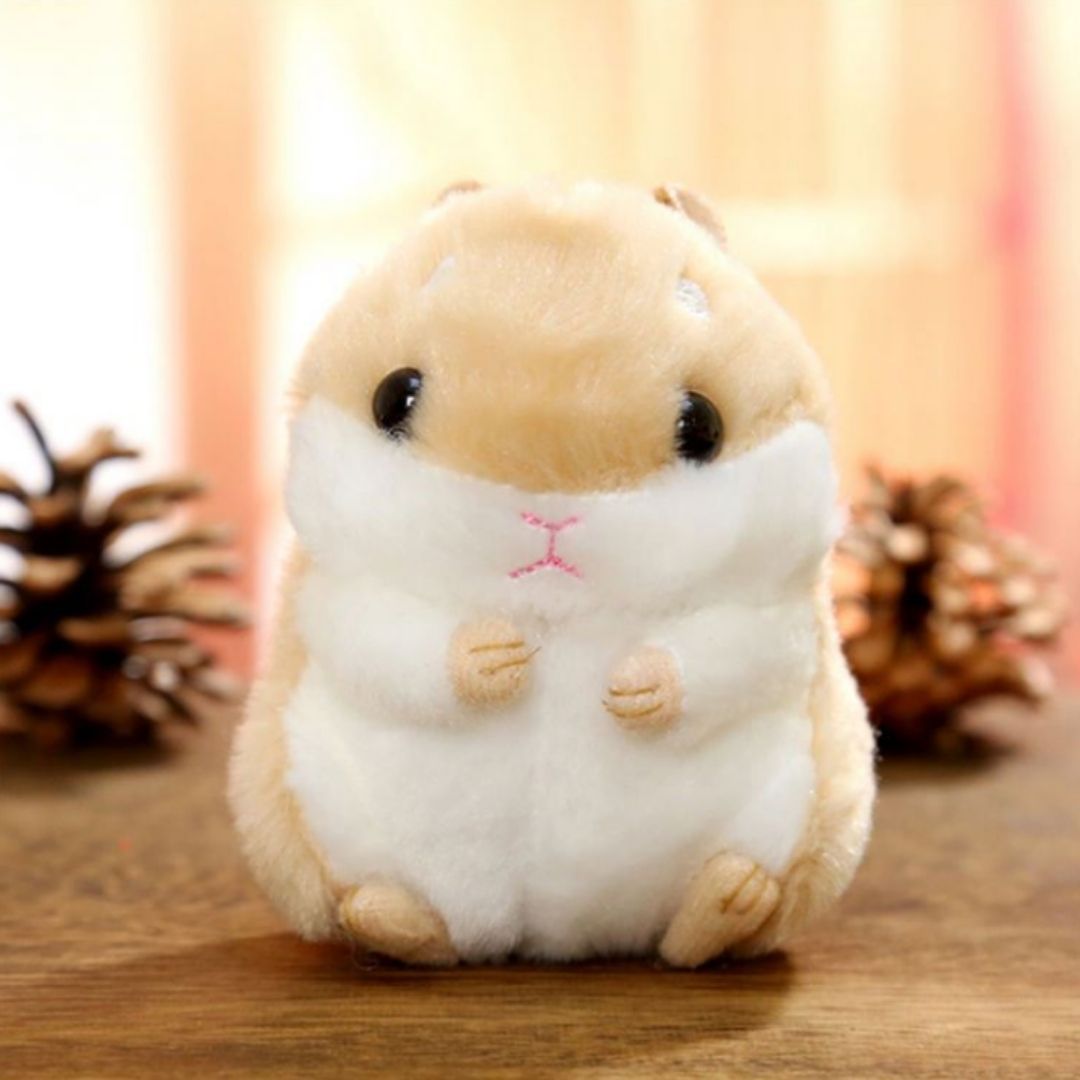 Plush Hamster Keychain PINK BROWN 3D Soft Stuffed Animal Key Ring for Bag, Backpack & Car Decor Pendant (Cute Gift for Girls, Women, Kids) Keyholder Keyring Toy Doll Gift for Pompom Kawaii Handbag