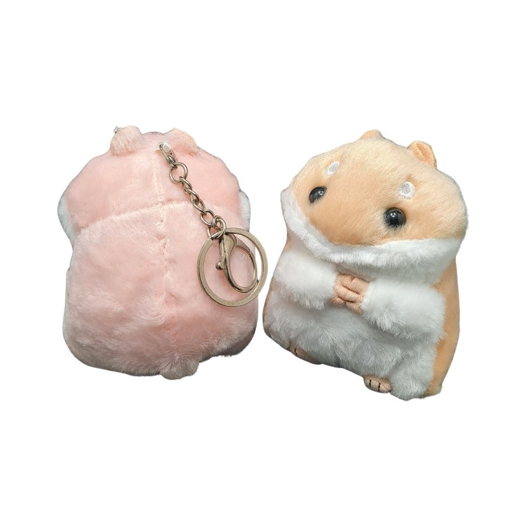Plush 3D Hamster Keychain Soft Mini Stuffed Animal Key Ring for Bags Car Pendants Keyholder Keyring Toy Doll Decoration Gift for Birthday Graduation Wedding Anniversary Labubu Handbag Cute PINK BROWN