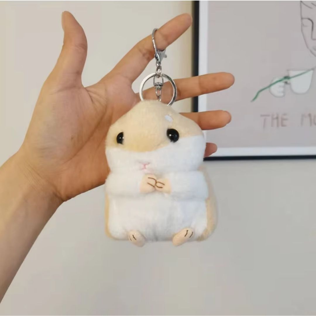 Plush 3D Hamster Keychain Soft Mini Stuffed Animal Key Ring for Bags Car Pendants Keyholder Keyring Toy Doll Decoration Gift for Birthday Graduation Wedding Anniversary Labubu Handbag Cute PINK BROWN