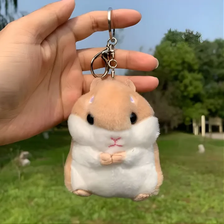 Cute 3D Hamster Plush Keychain BROWN Soft Mini Stuffed Animal Bag Charm Keyholder Keyring Toy Doll Decoration Gift for Women Ladies Girls Daughter Sister Mother Wife Girlfriend Kids Child Adult