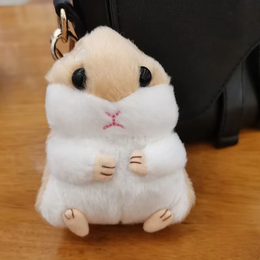 Cute 3D Hamster Plush Keychain BROWN Soft Mini Stuffed Animal Bag Charm Keyholder Keyring Toy Doll Decoration Gift for Women Ladies Girls Daughter Sister Mother Wife Girlfriend Kids Child Adult