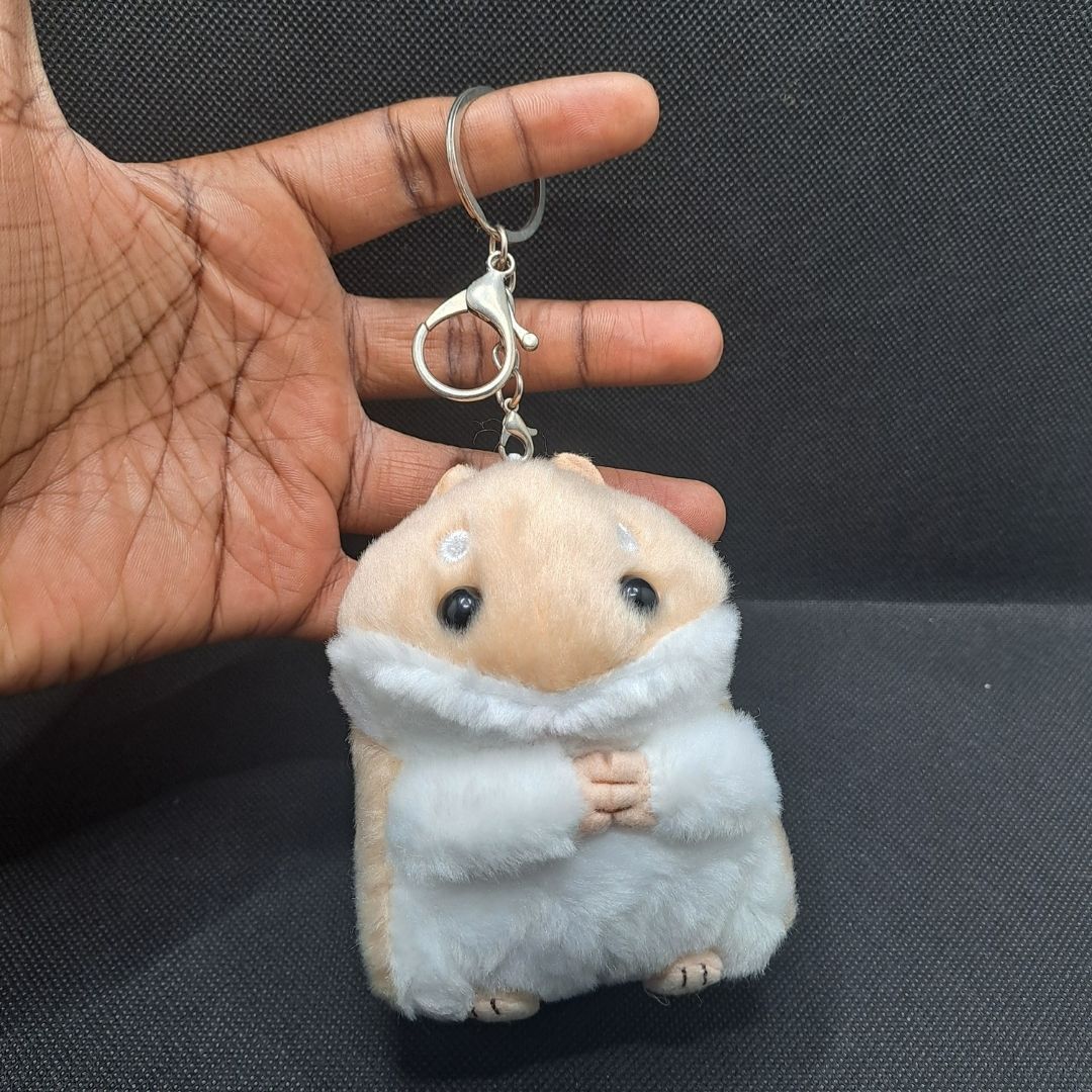 Cute 3D Hamster Plush Keychain BROWN Soft Mini Stuffed Animal Bag Charm Keyholder Keyring Toy Doll Decoration Gift for Women Ladies Girls Daughter Sister Mother Wife Girlfriend Kids Child Adult