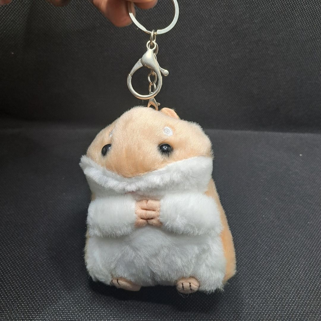 Cute 3D Hamster Plush Keychain BROWN Soft Mini Stuffed Animal Bag Charm Keyholder Keyring Toy Doll Decoration Gift for Women Ladies Girls Daughter Sister Mother Wife Girlfriend Kids Child Adult