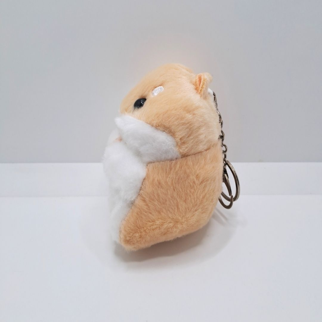 Plush Hamster 3D Keychain BROWN Soft Mini Fluffy Animal Bag Charm & Car Pendant for Women, Girls & Kids Keyholder Keyring Toy Doll Gift for Christmas Valentines Day Pig Pom Fur Ball Kawaii