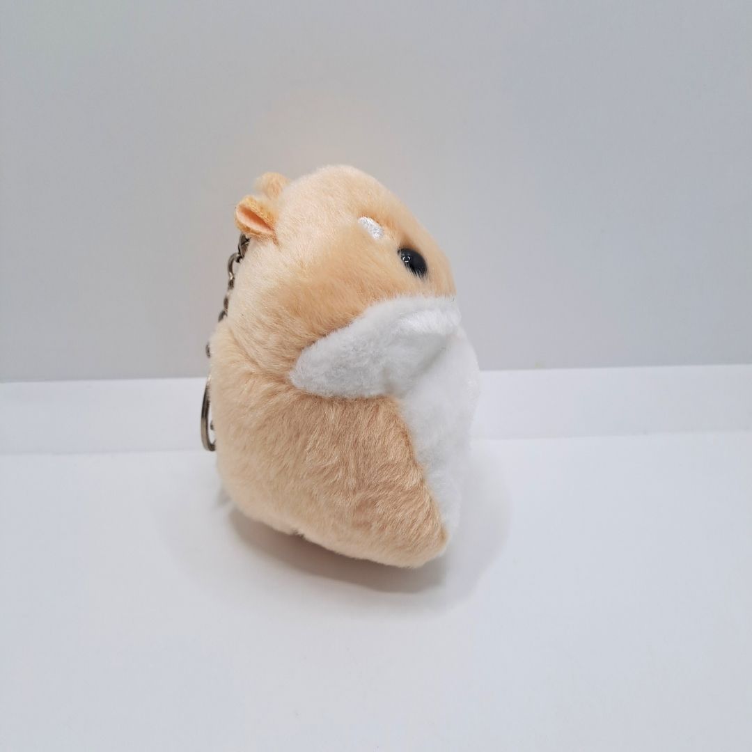 Plush Hamster 3D Keychain BROWN Soft Mini Fluffy Animal Bag Charm & Car Pendant for Women, Girls & Kids Keyholder Keyring Toy Doll Gift for Christmas Valentines Day Pig Pom Fur Ball Kawaii