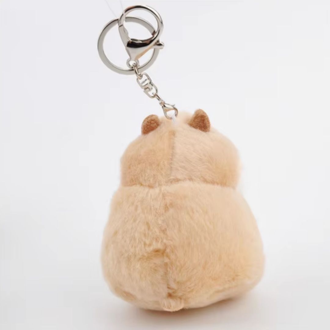 Plush Hamster Keychain BROWN 3D Soft Stuffed Animal Key Ring for Bag, Backpack & Car Decor Pendant (Cute Gift for Girls, Women, Kids) Keyholder Keyring Toy Doll Gift for Pompom Kawaii Handbag Ladies