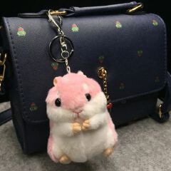 PINK Plush 3D Hamster Keychain Soft Mini Stuffed Animal Key Ring for Bags & Car Pendants Keyholder Keyring Toy Doll Decoration Gift for Birthday Graduation Wedding Anniversary Labubu Handbag Cute Baby