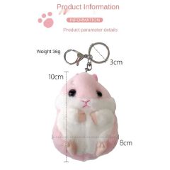 PINK Plush 3D Hamster Keychain Soft Mini Stuffed Animal Key Ring for Bags & Car Pendants Keyholder Keyring Toy Doll Decoration Gift for Birthday Graduation Wedding Anniversary Labubu Handbag Cute Baby