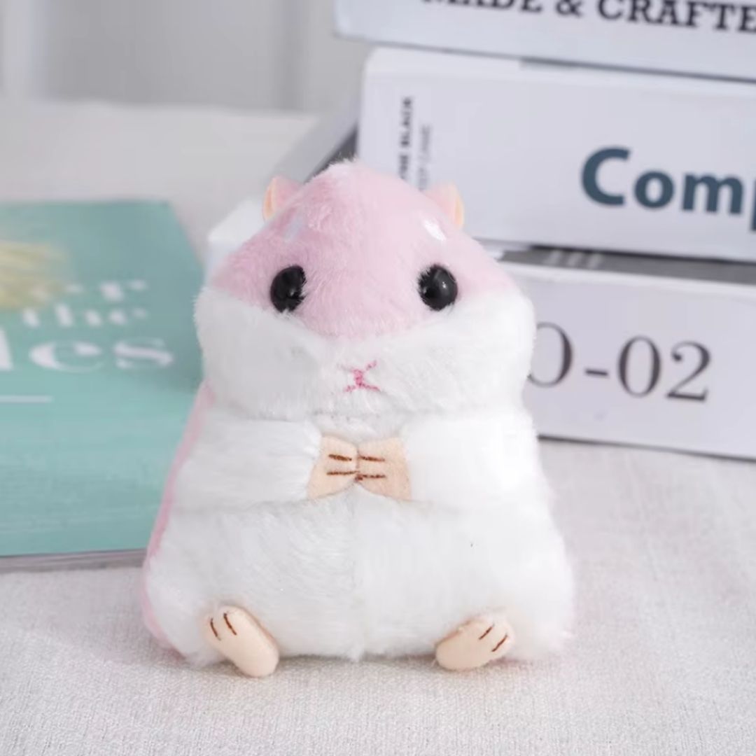 PINK Plush 3D Hamster Keychain Soft Mini Stuffed Animal Key Ring for Bags & Car Pendants Keyholder Keyring Toy Doll Decoration Gift for Birthday Graduation Wedding Anniversary Labubu Handbag Cute Baby