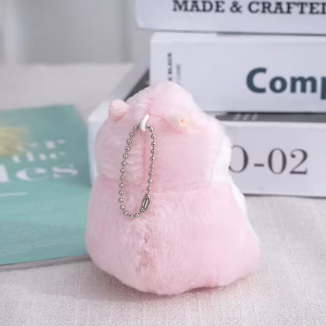 PINK Plush 3D Hamster Keychain Soft Mini Stuffed Animal Key Ring for Bags & Car Pendants Keyholder Keyring Toy Doll Decoration Gift for Birthday Graduation Wedding Anniversary Labubu Handbag Cute Baby