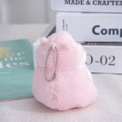 PINK Plush 3D Hamster Keychain Soft Mini Stuffed Animal Key Ring for Bags & Car Pendants Keyholder Keyring Toy Doll Decoration Gift for Birthday Graduation Wedding Anniversary Labubu Handbag Cute Baby